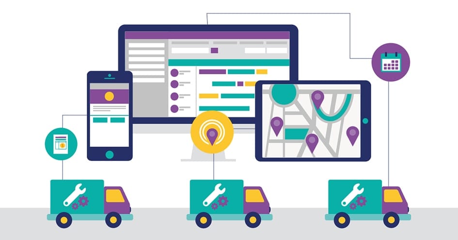 Illustration of a field service management operation